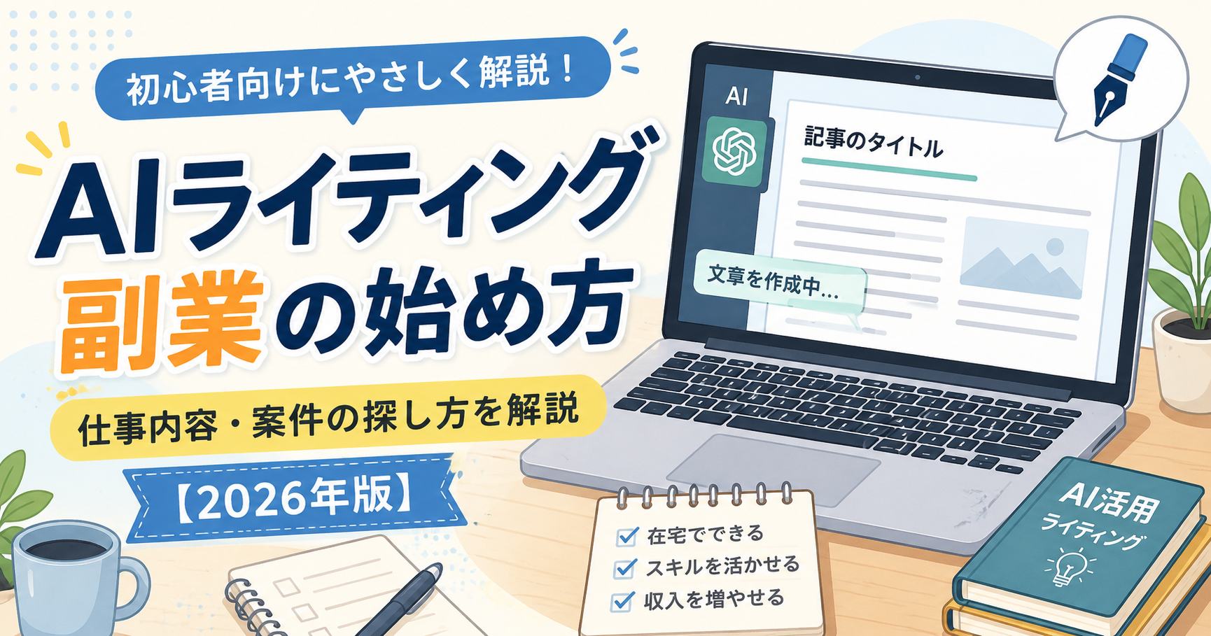 AIライティング副業の始め方｜初心者向けに仕事内容・案件の探し方を解説【2026年版】