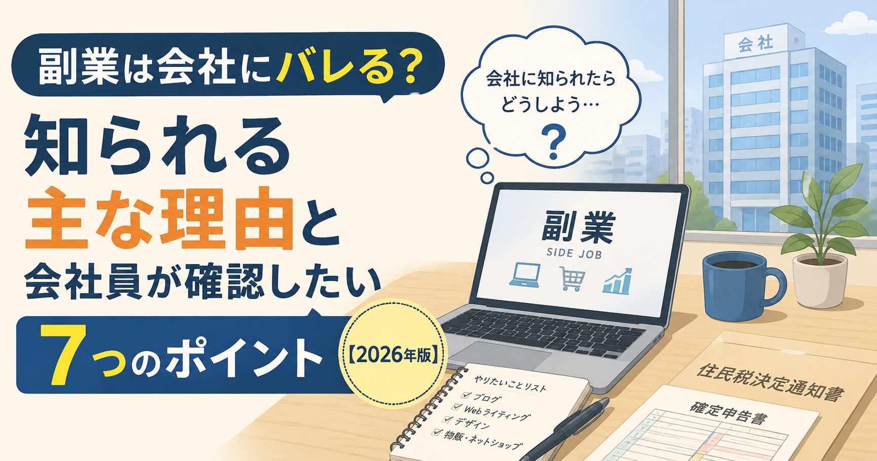 副業は会社にバレる？知られる主な理由と会社員が確認したい7つのポイント【2026年版】
