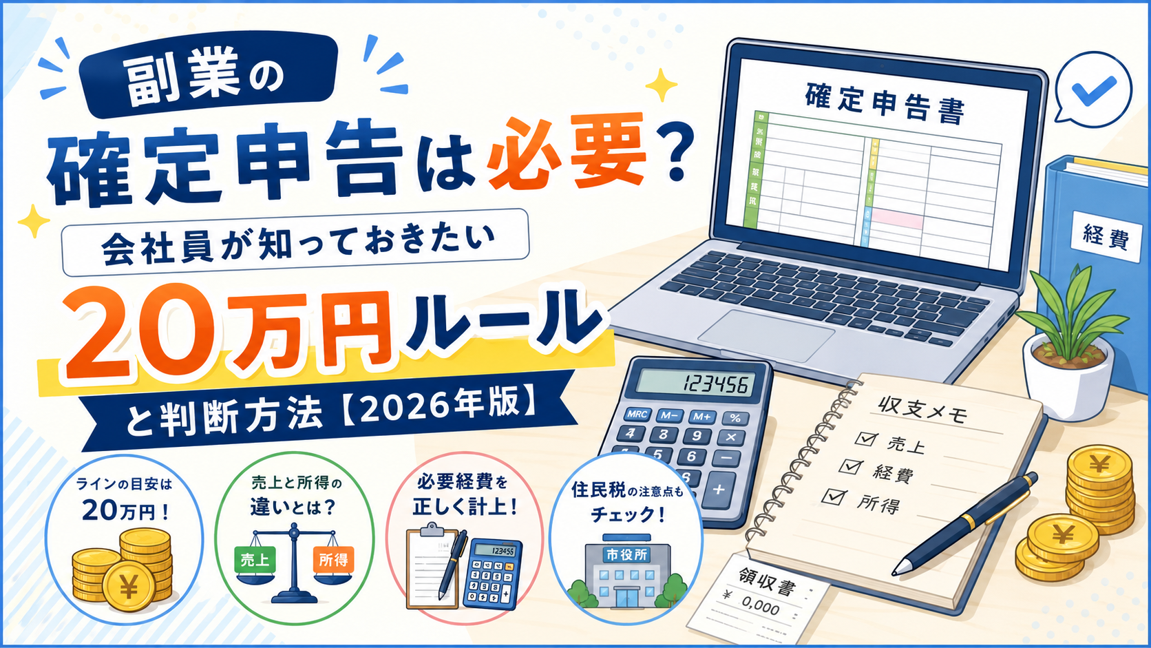 副業の確定申告は必要？会社員が知っておきたい20万円ルールと判断方法【2026年版】