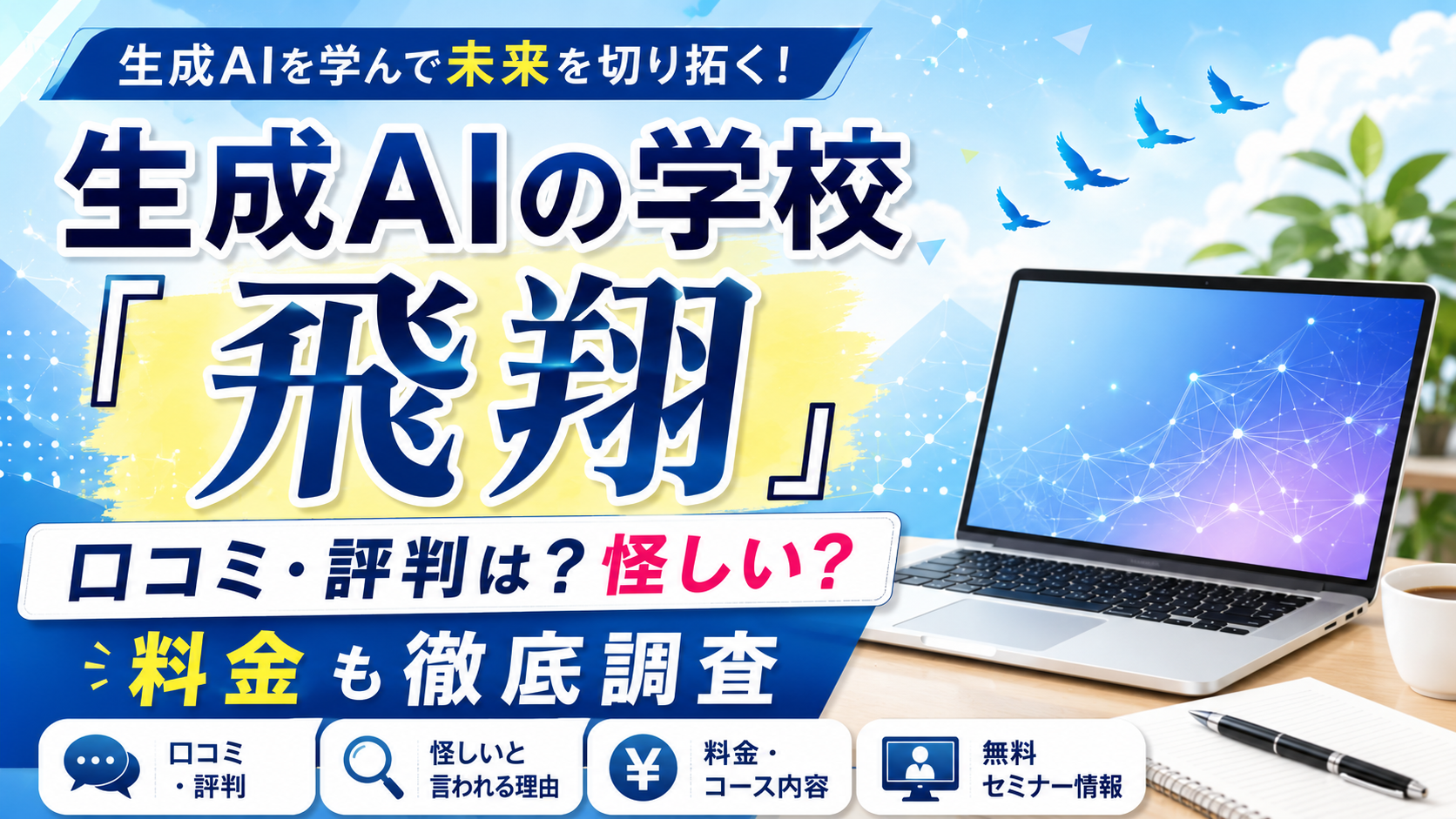 生成AIの学校「飛翔」の口コミ・評判は？怪しいと言われる理由や料金を調査