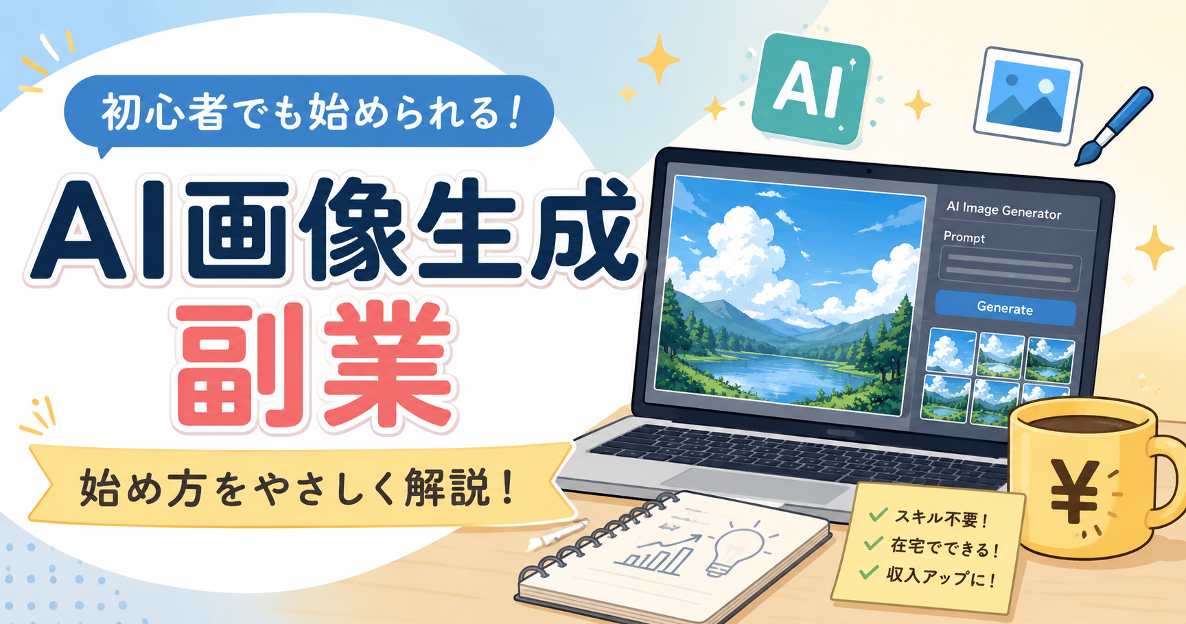 AI画像生成副業の始め方｜初心者向けに仕事内容・稼ぎ方・注意点を解説【2026年版】