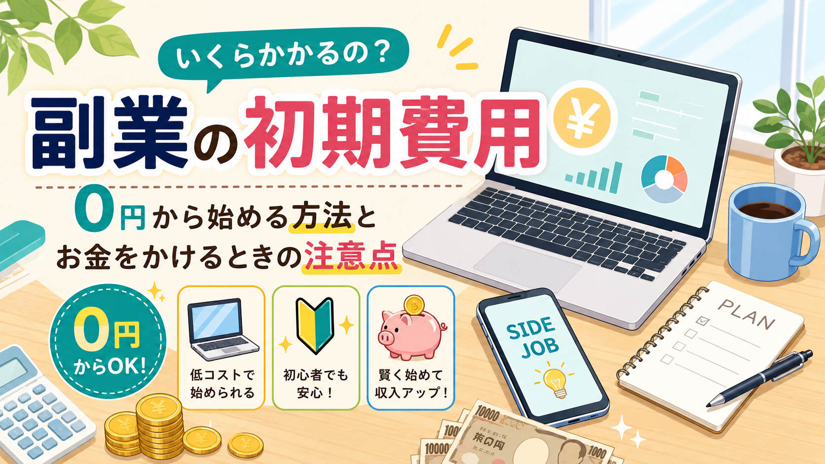 副業の初期費用はいくら必要？0円から始めやすい副業とお金をかける前の注意点