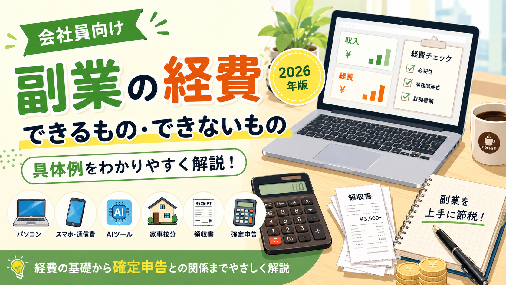 副業で経費にできるもの・できないもの｜会社員向け具体例をわかりやすく解説【2026年版】