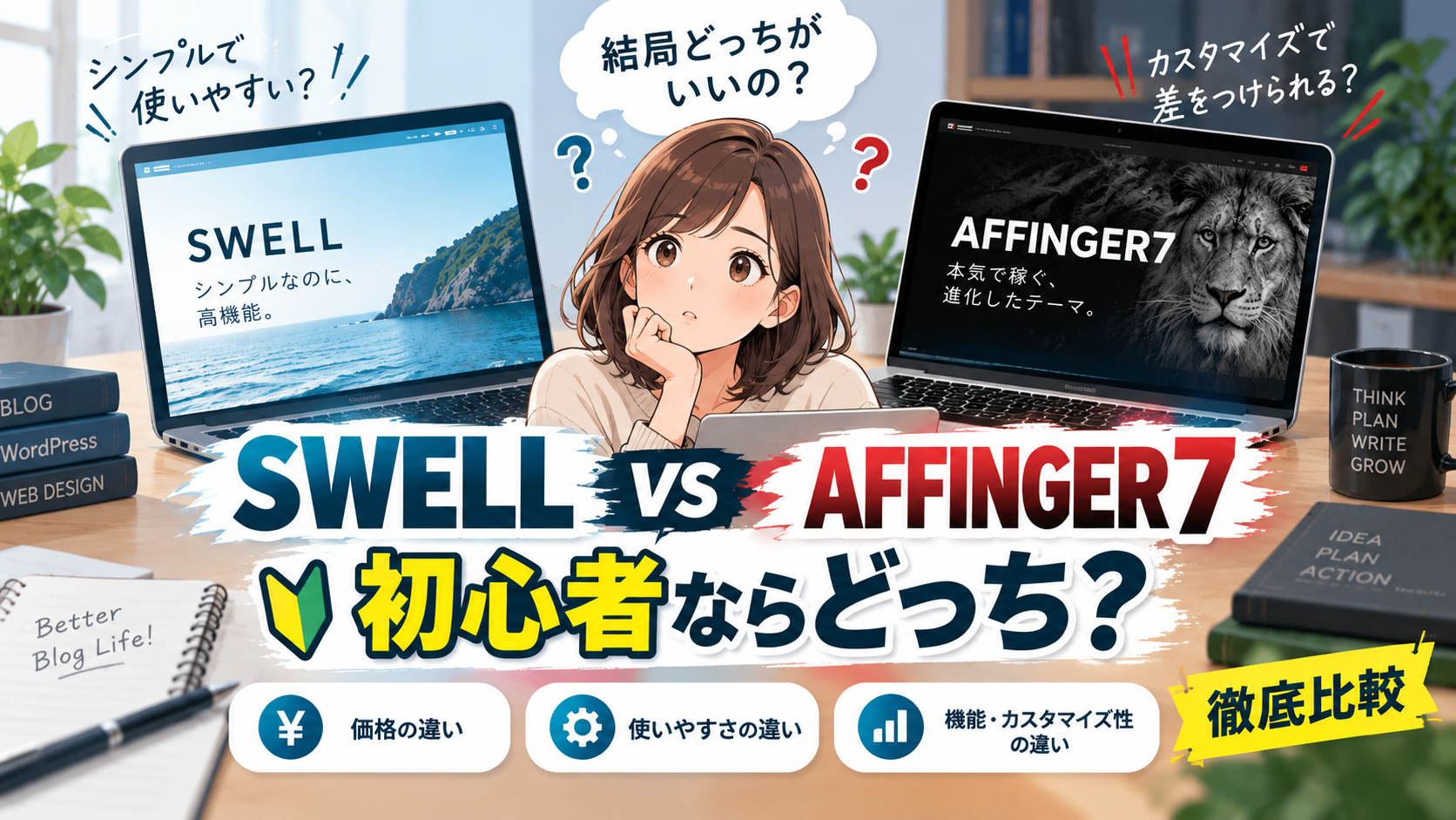 SWELLとAFFINGER7を比較｜どっちがいい？初心者・価格・使いやすさの違い