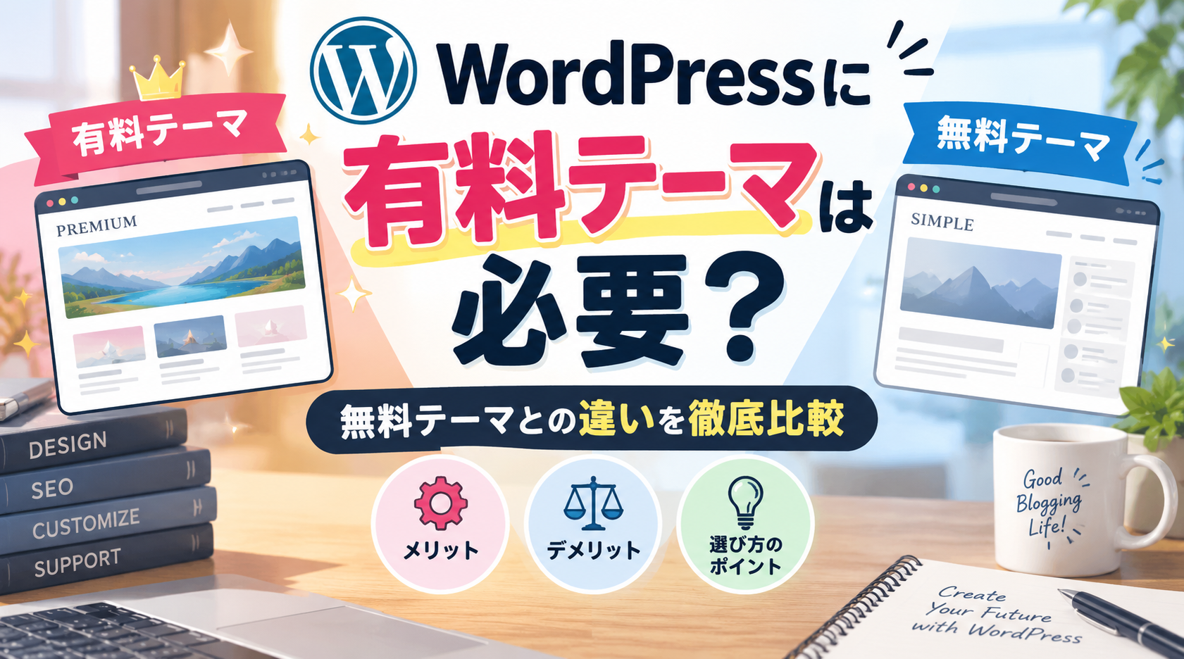 WordPressに有料テーマは必要？無料テーマとの違い・メリット・デメリットを解説